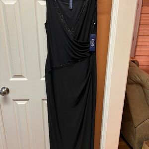 Chaps Black Evening Dress with Sequin Detail